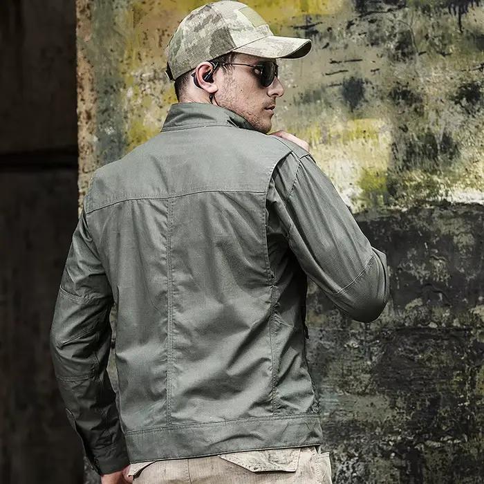 Veste de travail décontractée pour homme, coupe-vent de couleur unie, résistante à l'usure, style rétro américain, printemps-automne