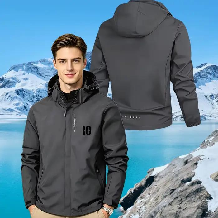 Veste pour homme avec imprimé n°10, coupe-vent imperméable à capuche amovible, manteau de sport décontracté pour le trekking, S-3XL