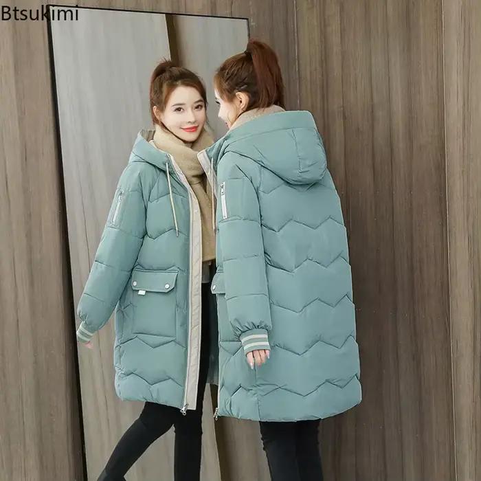 Manteaux d'hiver 2026 pour femmes, parkas longs, doudounes en coton à capuche, manteaux amples décontractés et chauds