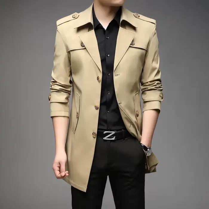 Nouveau printemps hommes Trench mode angleterre Style longs