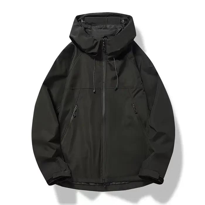 Veste imperméable pour homme extérieure à capuche avec fermeture éclair et poches pour randonnée et vie quotidienne