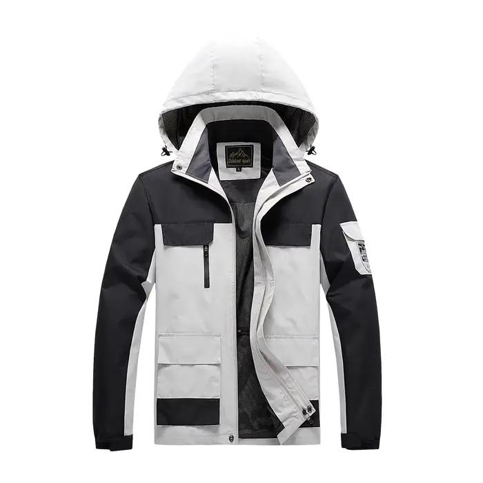 Veste parka coupe-vent imperméable à capuche pour hommes et femmes, vêtements d'extérieur décontractés amples pour les amoureux, coupe-vent léger pour le printemps et l'automne