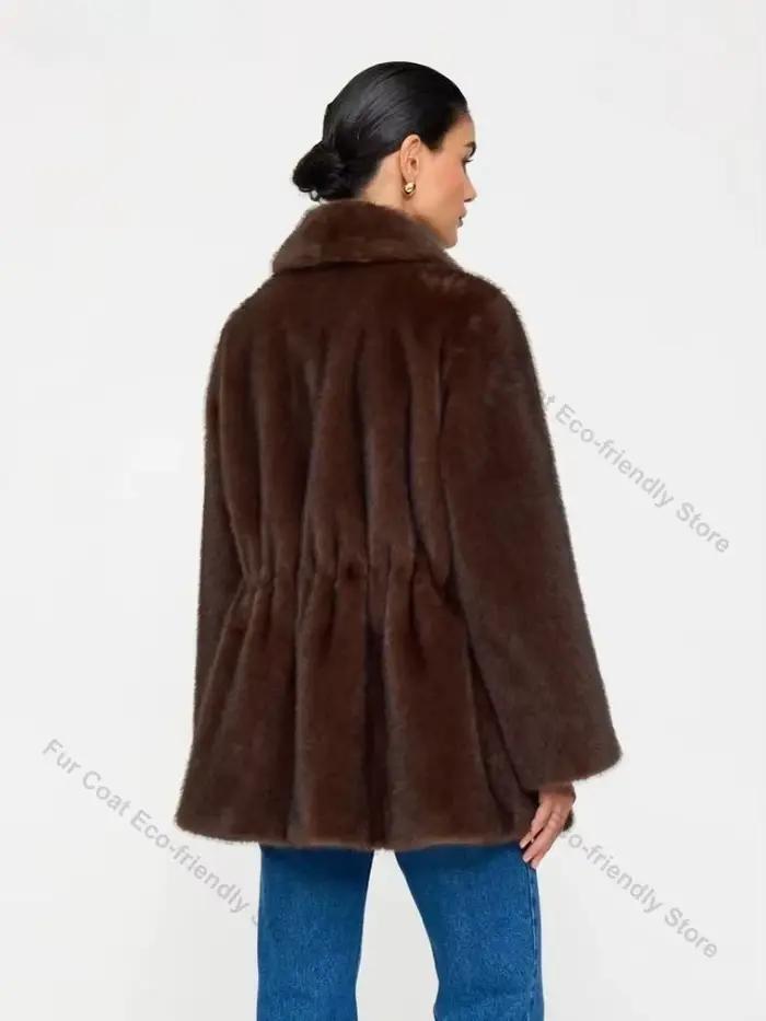 Manteau en fausse fourrure de vison pour femme, veste courte luxueuse et douce, élégante, pour les fêtes, mode hiver, vêtements d'extérieur