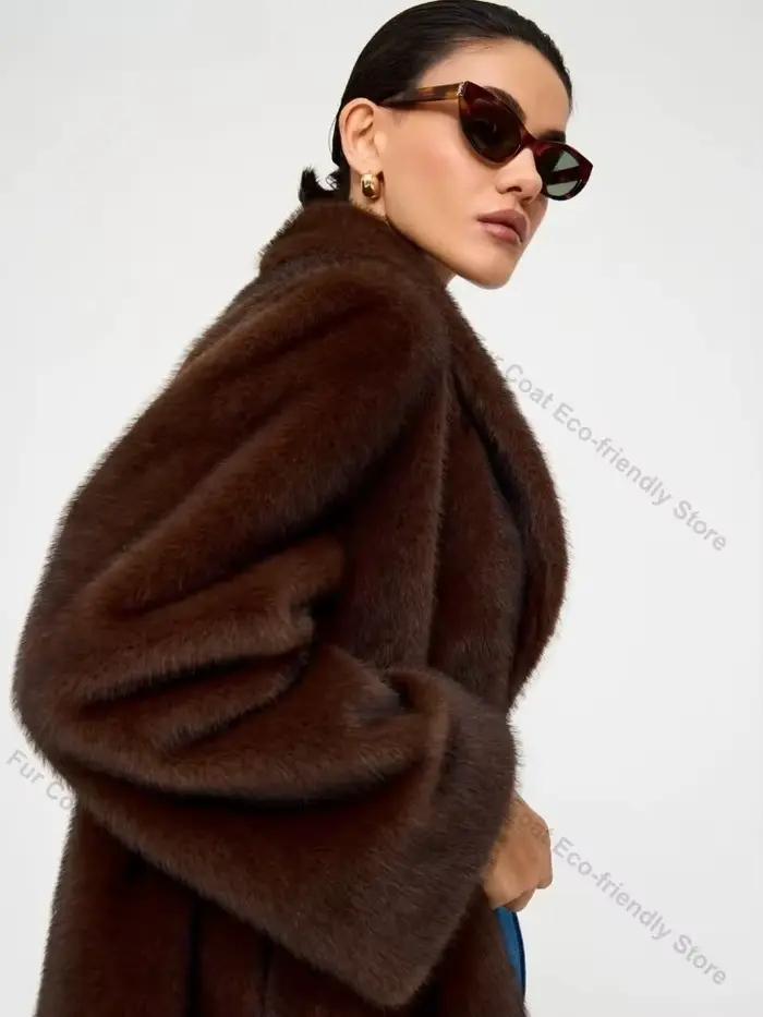 Manteau en fausse fourrure de vison pour femme, veste courte luxueuse et douce, élégante, pour les fêtes, mode hiver, vêtements d'extérieur