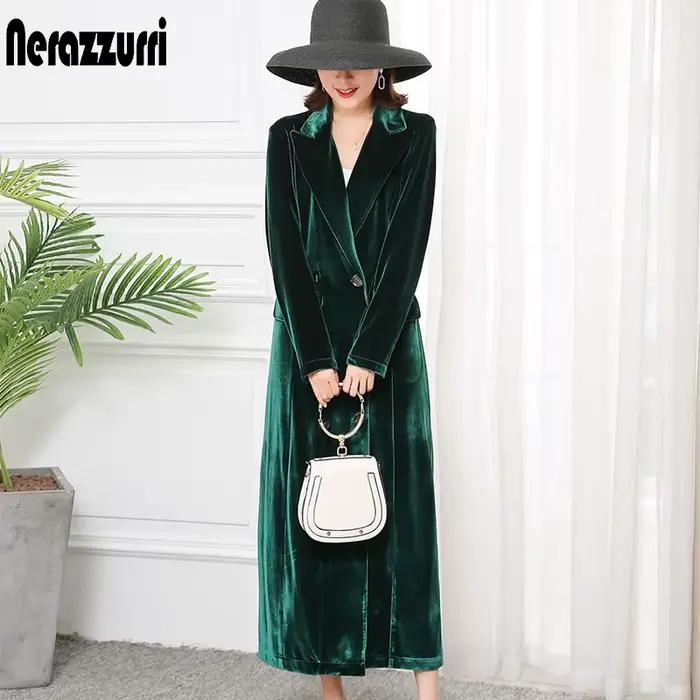 Nerazzurri – Trench-Coat Long en velours pour femme