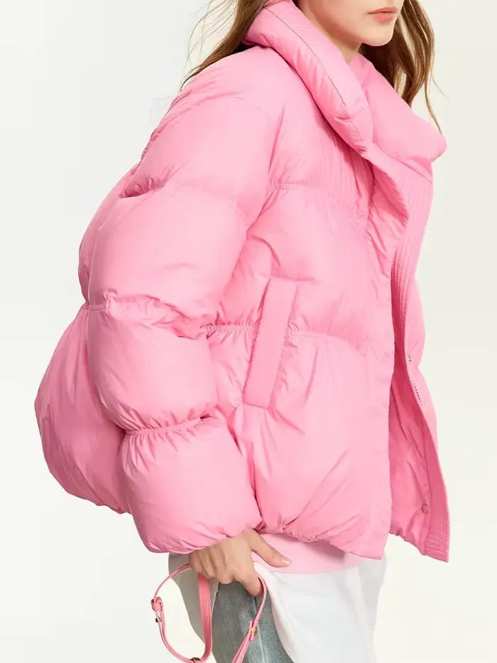 AMII minimaliste femmes hiver doudoune bouton de fermeture éclair chaud court pardessus 2025