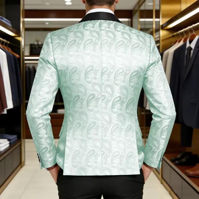 Blazer de smoking pour homme en jacquard Paisley brillant