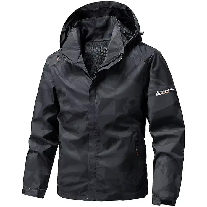 Softshell veste d'extérieur hommes fermeture éclair à capuche