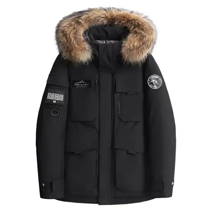 Mode Parkas mâle décontracté chaud doudoune nouveau hiver hommes à capuche col de fourrure canard vers le bas manteaux