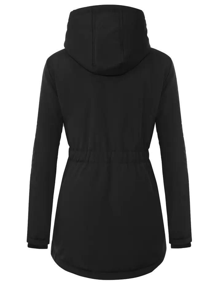 Veste matelassée polyester à capuche pour femmes, design décontracté, coupe-vent, fermeture éclair totale, hiver automne, confort et élégance, occasions quotidiennes