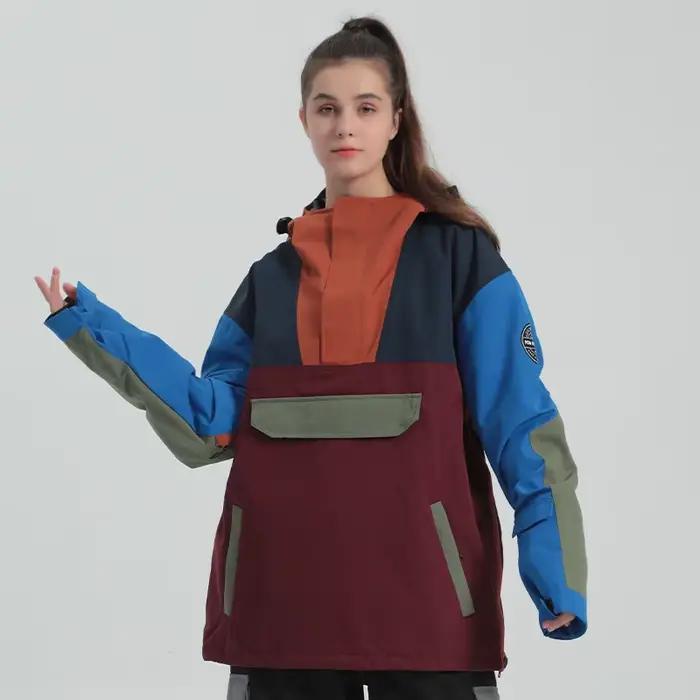 GSOU SNOW-Veste de ski d'hiver pour hommes et femmes, manteau de neige épais, parka à capuche imperméable, coupe-vent chaud, vêtements d'extérieur souriants, vêtements de randonnée