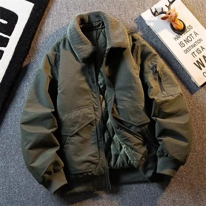 Veste bomber vintage homme, manteau rembourré coton hiver, veste matelasse épaisse et chaude, vêtements extérieurs décontractés rétro américains style bomber vintage homme quatre saisons usage quotidien