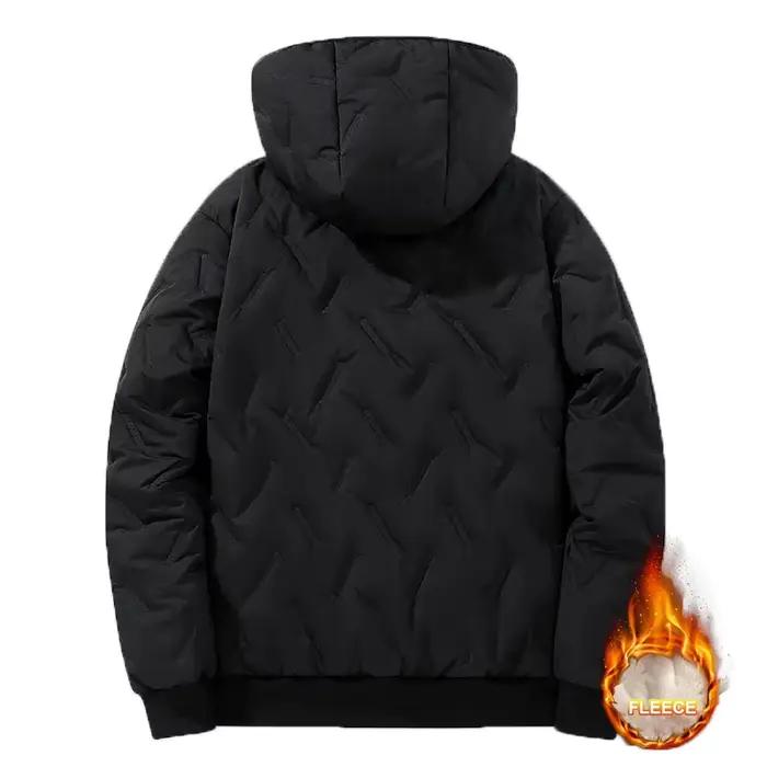 Parka à capuche pour hommes hiver chaud épaissir polaire manteaux coupe-vent couleur unie rembourré mode veste mâle