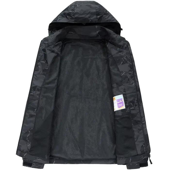 Softshell veste d'extérieur hommes fermeture éclair à capuche
