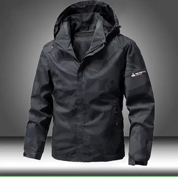Softshell veste d'extérieur hommes fermeture éclair à capuche