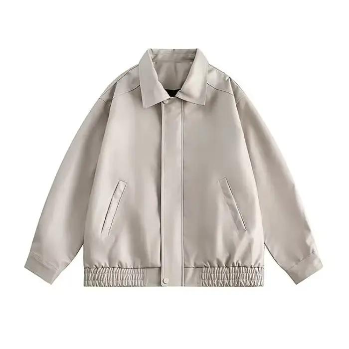 Veste courte décontractée en polyester ample marron pour hommes mode coréenne printemps automne occassions multiples