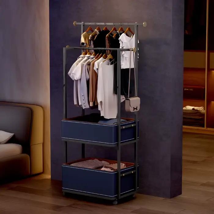 Manteau en cuir de dégager de chambre à coucher T1 perfecto, cabas de sol de rangement, meubles minimalistes italiens