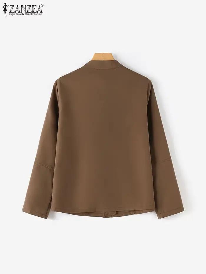 ZANZEA mode OL vestes femme à manches longues col montant vêtements d'extérieur automne Vintage fête