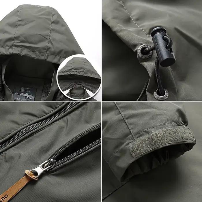 Veste homme DulJacket imperméable à capuche pour plein air, escalade, shopping, et autres activités extérieures, en polyester avec fermeture éclair, styles décontracté et moderne