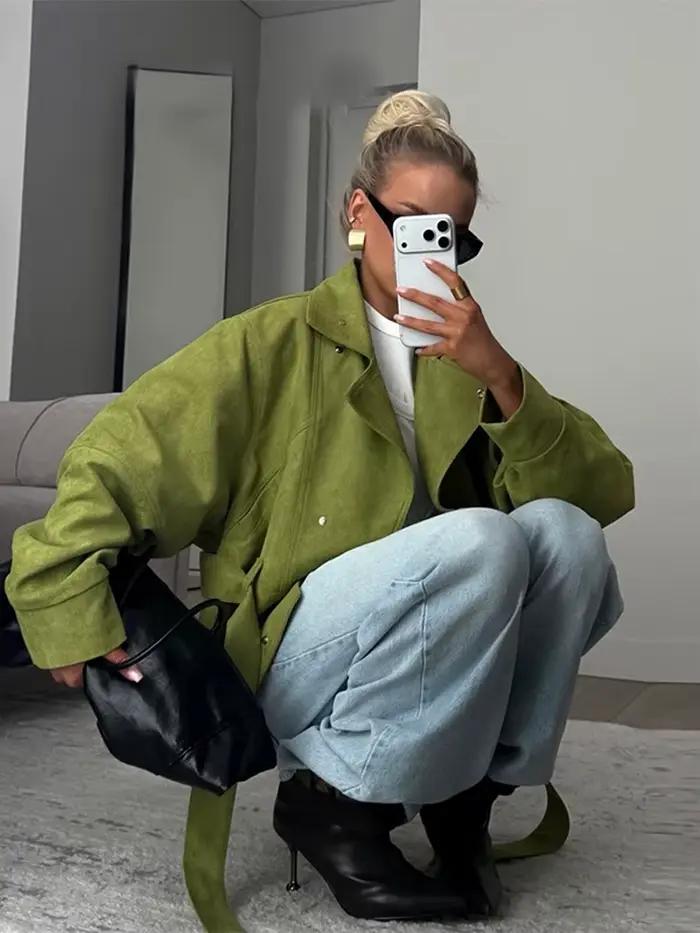 Veste Blazer Chic surdimensionnée à lacets pour femmes
