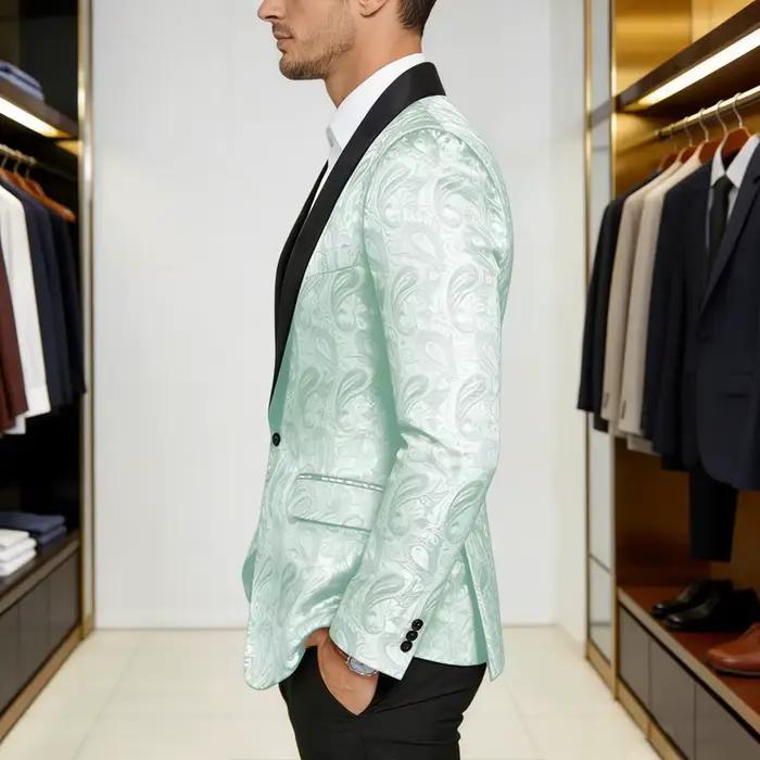Blazer de smoking pour homme en jacquard Paisley brillant