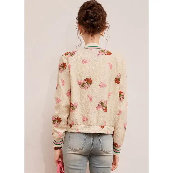 LOUIS YAO nouveau Style chinois Design fleur Jacquard veste femme 2025 printemps/automne haut décontracté Non extensible veste femme