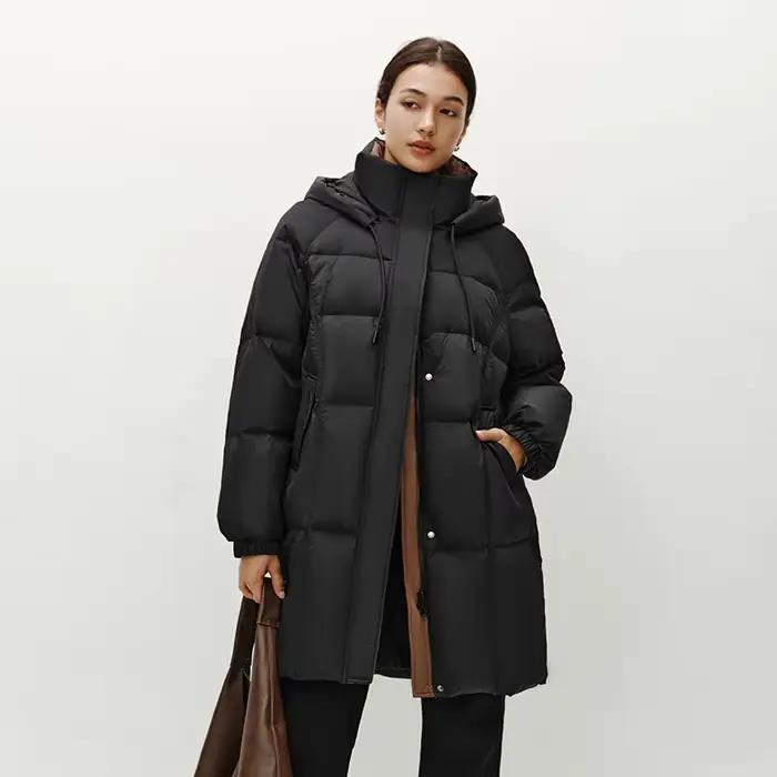 Semir doudoune femmes longue longueur à capuche manteau noir 2025 hiver nouveaux vêtements d'extérieur amples mode