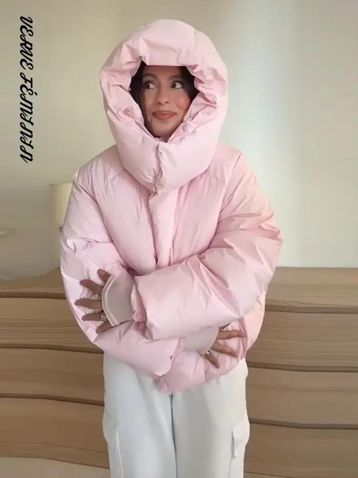 Manteaux d'hiver à capuche avec Velcro pour femme