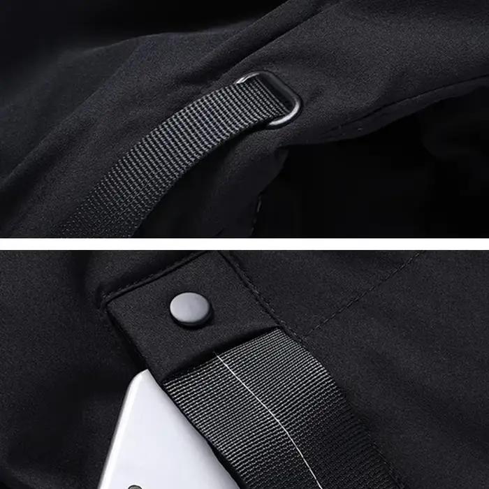 Manteau Homme Décontracté Gris Avec Capuche Amovible Pour Voyages Automne Hiver Polyester Soie Coton Plissé Robuste