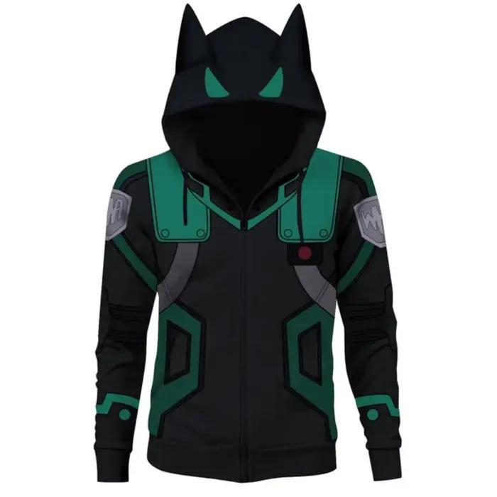 My Hero Academia veste pour garçons MHA sweat à capuche Izuku Midoriya Deku oreilles Cosplay Costume Anime à capuche Halloween hommes manteau