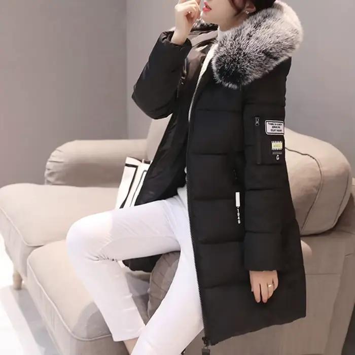 Femmes vestes d'hiver vers le bas coton hauts à capuche grande taille Parkas Mujer manteaux Long manteau mode femme col de fourrure tenues nouvel an