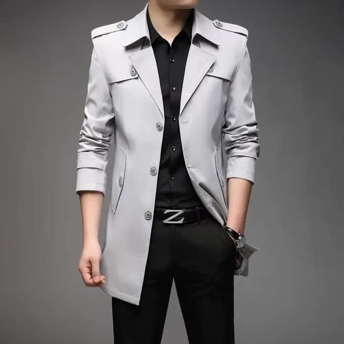 Nouveau printemps hommes Trench mode angleterre Style longs