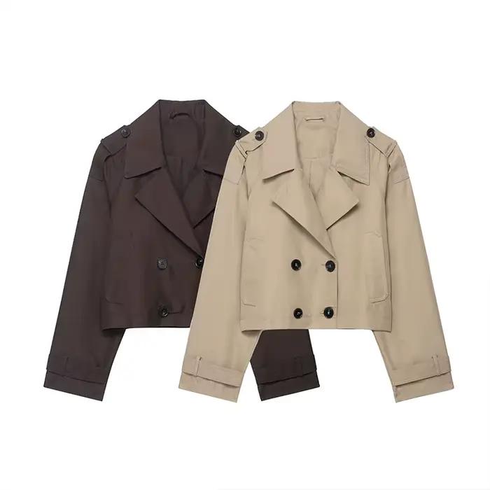 Trench-Coat court à Double boutonnage pour femmes