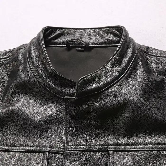 Gilet de motard en cuir véritable pour hommes