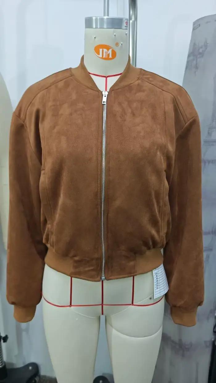 Veste bombardier en daim pour femmes