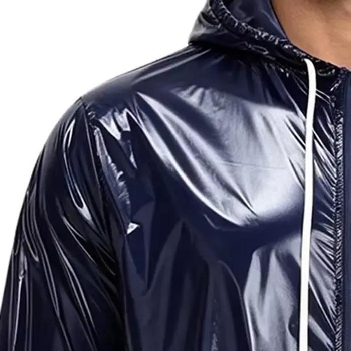 Veste de pluie imperméable à capuche pour homme, polyester résistant, coupe vent, fermeture éclair, manches longues, parfait pour randonnée, pêche et vélo