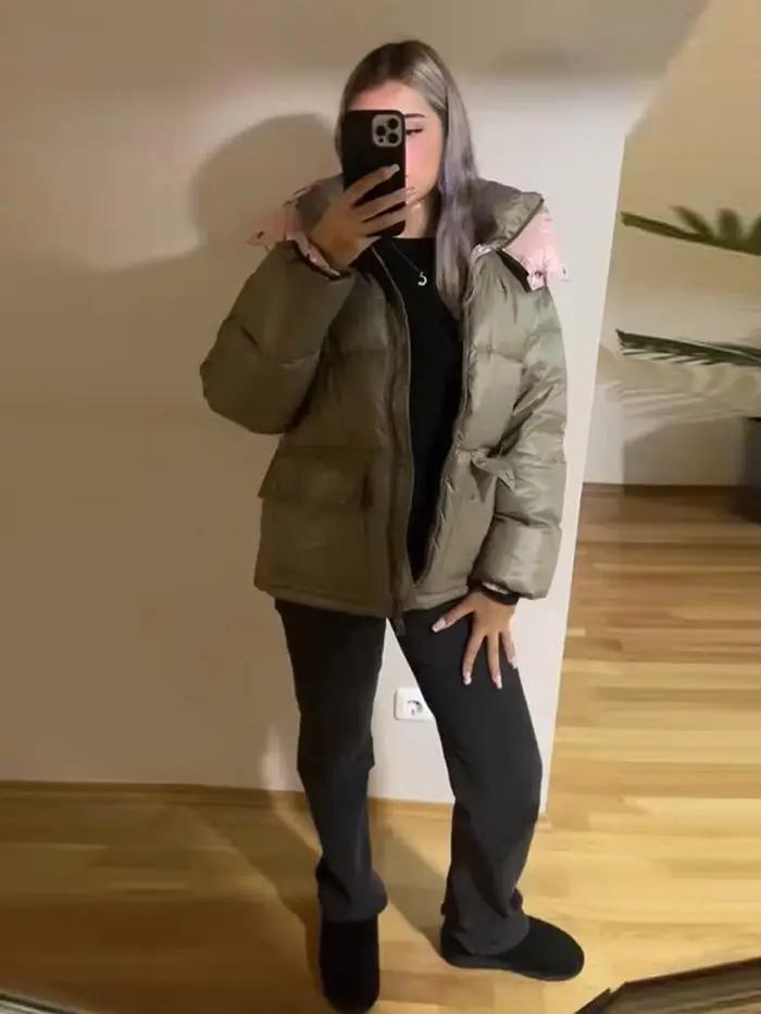 Doudoune d'hiver à capuche pour femme