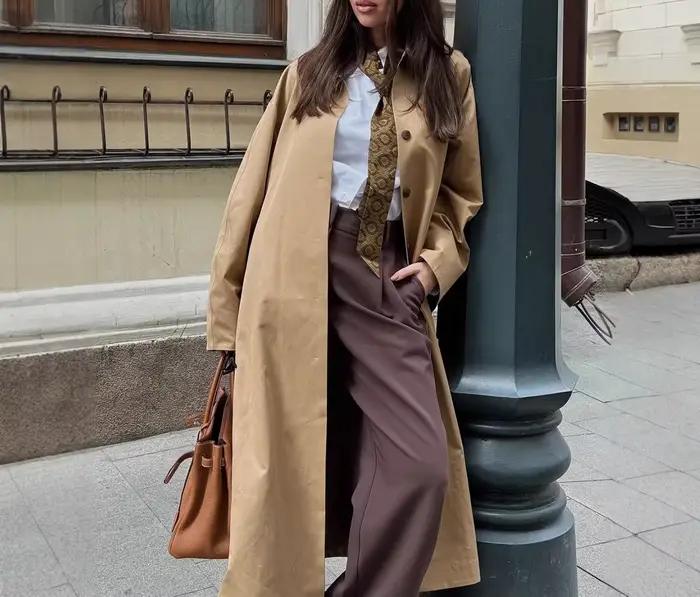 Trench-Coat Long Simple pour femmes, Trench-Coat à revers, Simple boutonnage, en pur coton, ample, automne et hiver, 2025