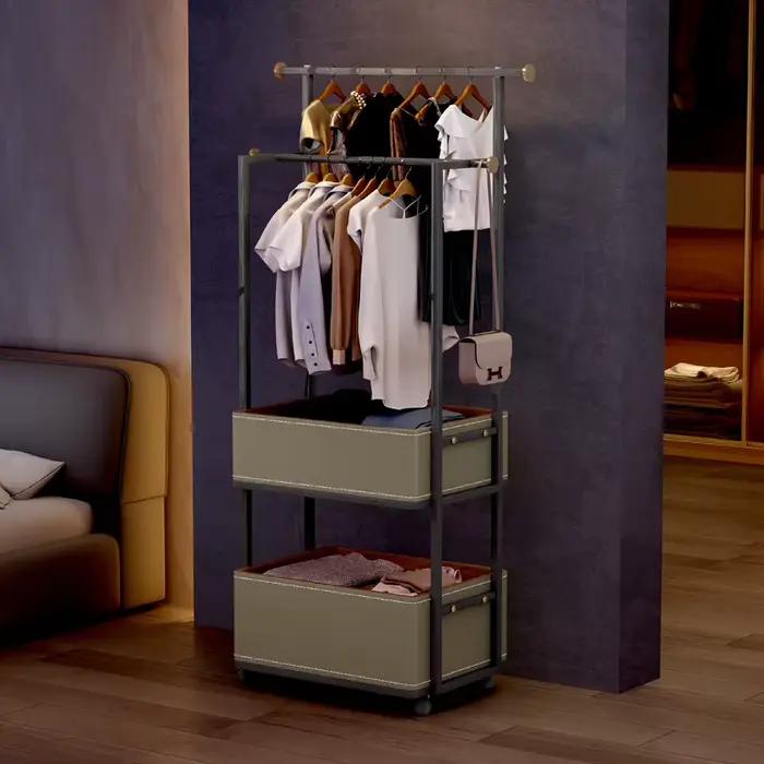 Manteau en cuir de dégager de chambre à coucher T1 perfecto, cabas de sol de rangement, meubles minimalistes italiens