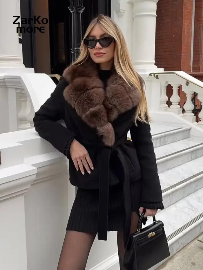 Mode fourrure épissé manteau en polyester pour femmes, veste chic avec manches chauve-souris, col rabattu, haut de gamme pour l'automne hiver, vestes extérieures résistantes
