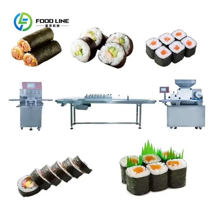 Ligne de formage de sushis personnalisée, équipement de production automatique industriel haute capacité pour la fabrication de sushis commerciaux