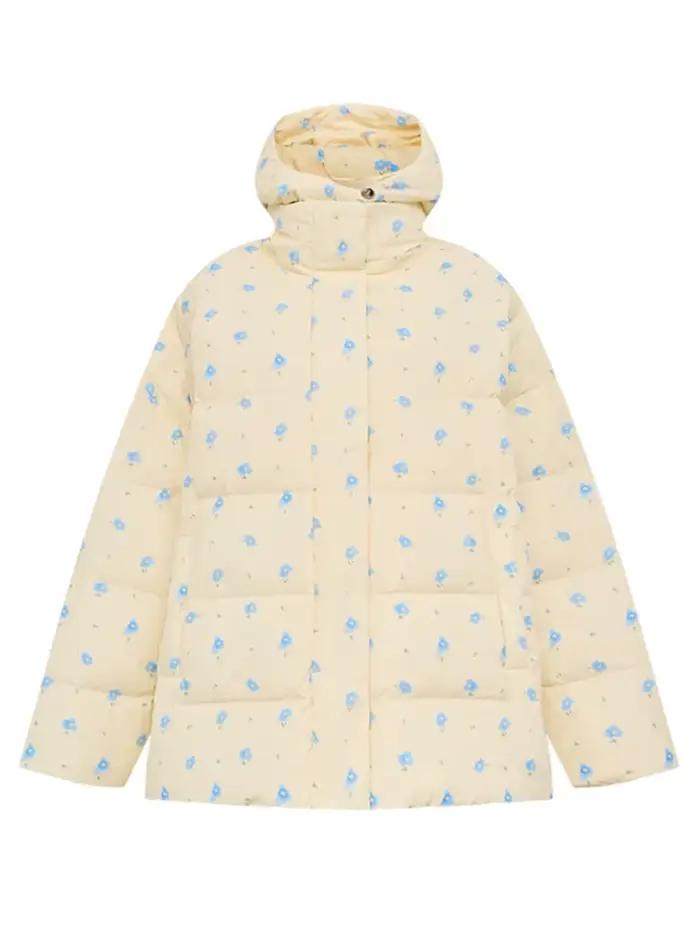 Élégant imprimé fleuri femmes doudoune à capuche épaissir surdimensionné à manches longues femme manteau bouffant 2025 automne hiver dame vêtements d'extérieur