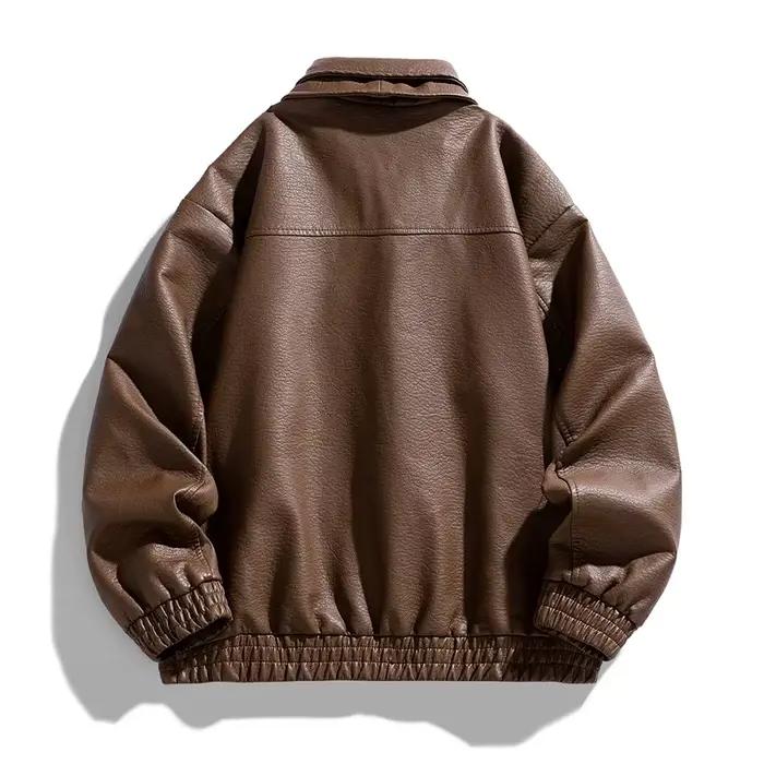 Veste en cuir ample rétro pour hommes Style coréen facile beau Simple