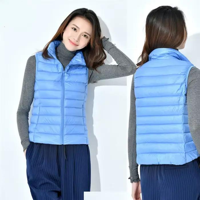 Gilet de marque ultra léger pour femme, veste en duvet de canard blanc, gilet slim pour femme, veste imperméable légère, fibre