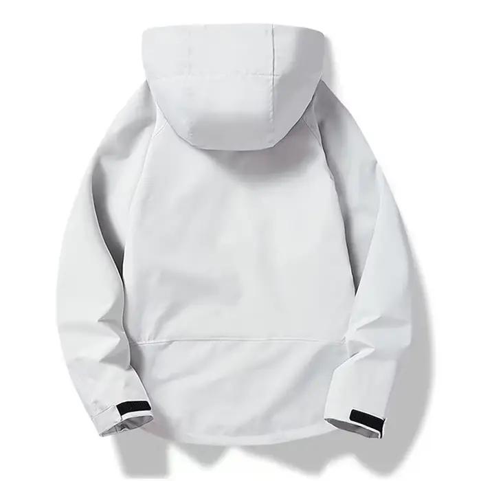 Veste imperméable pour homme extérieure à capuche avec fermeture éclair et poches pour randonnée et vie quotidienne