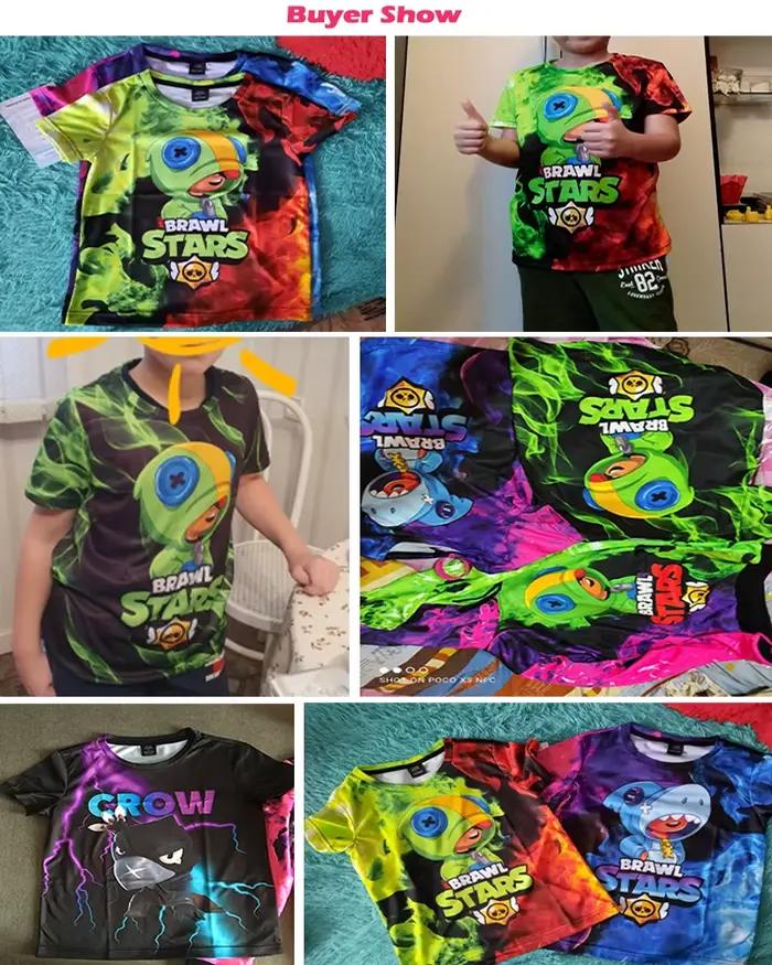 T-shirt d'été pour garçons, personnages de dessins animés Brawl-Stars, costumes de cosplay pour enfants, t-shirt Crow, cadeaux de Noël