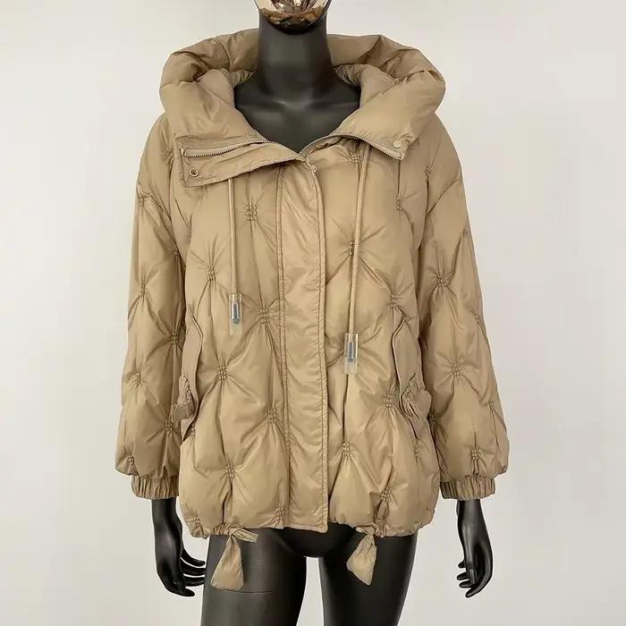 2025 automne hiver Style coréen ample chaud à capuche doudoune femmes veste épaissie 90% blanc canard