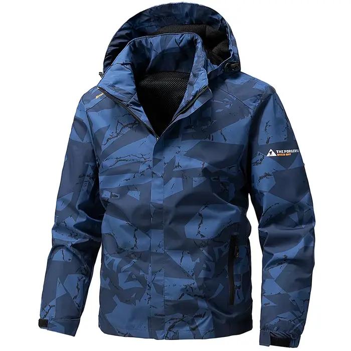 Softshell veste d'extérieur hommes fermeture éclair à capuche
