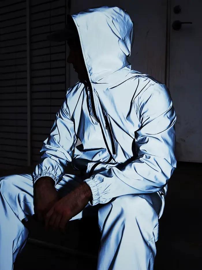 Ensemble veste réfléchissante de nuit pour hommes et femmes, manteaux de course imperméables pour Couple en plein air, pantalons Hip Hop, vêtements de danseuse et de chanteur