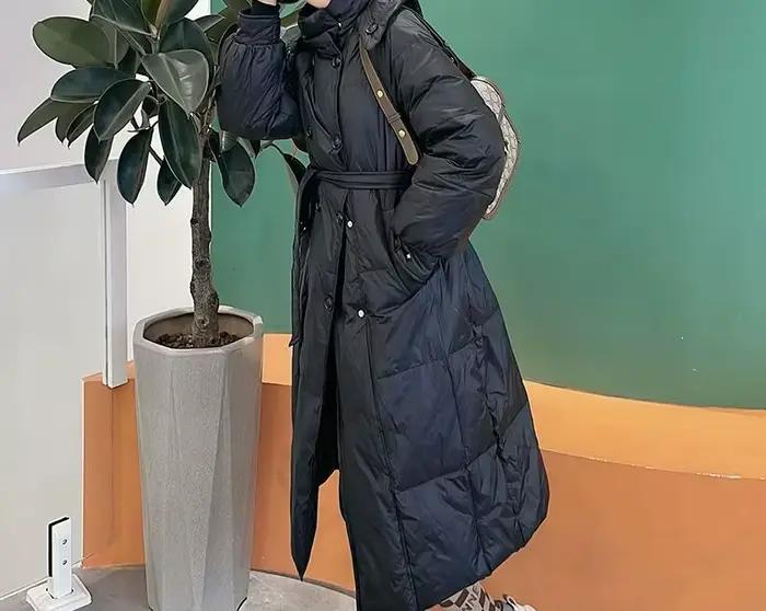 2025 doudoune femme hiver nouveaux vêtements pour femmes taille moyenne et longue ceinture Anti-saison manteau